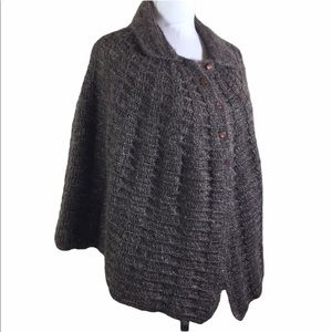 Chunky Knit Fuzzy Sweater Cape